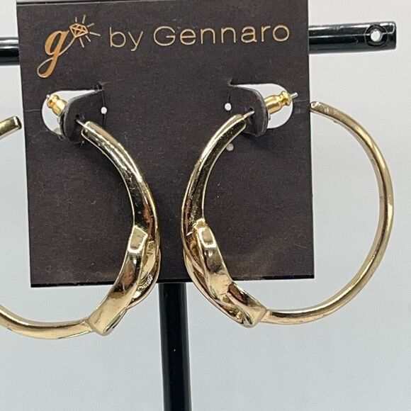 G by Gennaro Knotted Gold Hoops Earrings - Picture 3 of 6